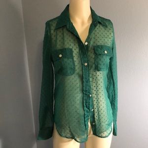 Lucky Brand Sheer Green Shirt